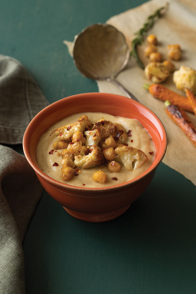 Roasted Cauliflower Chickpea Soup